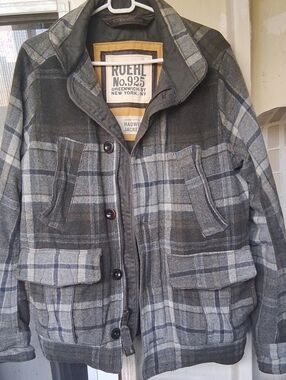 Ruehl No.925 Hadwen Mens Gray Plaid Jacket Medium